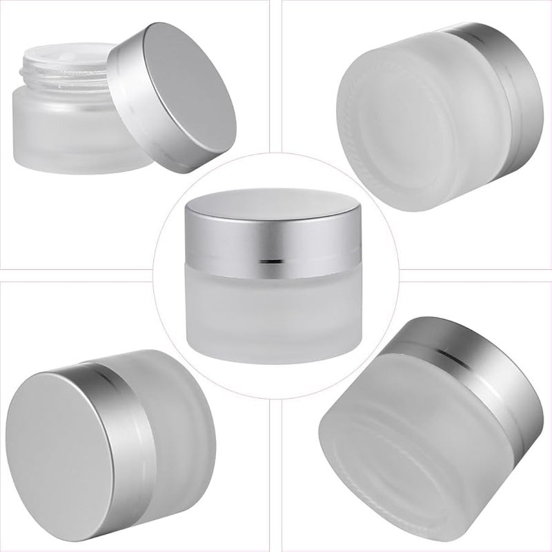 6 Pcs 15G Frosted Glass Cream Jars Set Refillable Cosmetic Containers with Lids - Image 3